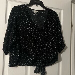 Ivy + Main Black Tye in Front Blouse